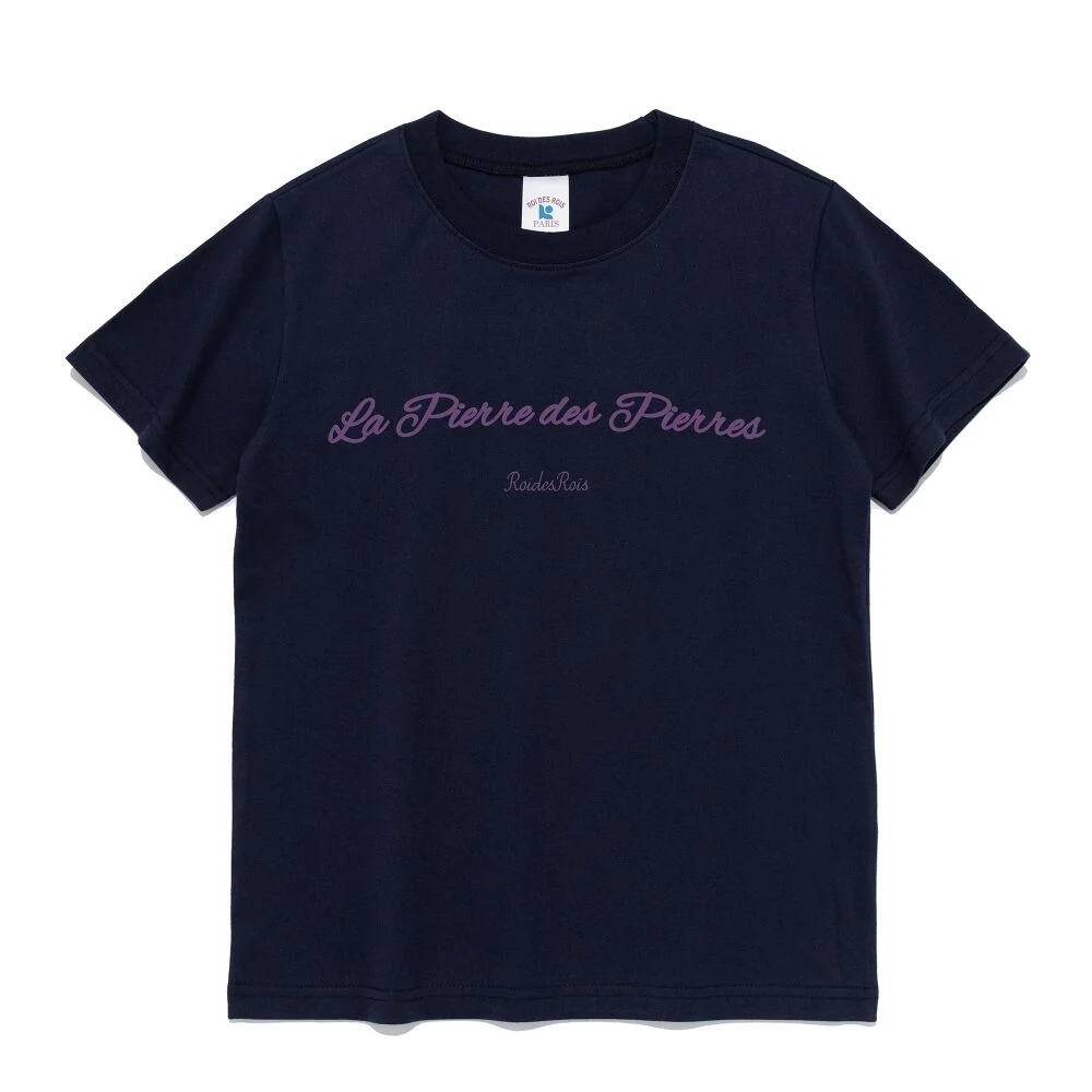La Pierre 字母印花 女裝 短袖T恤 (海軍藍)