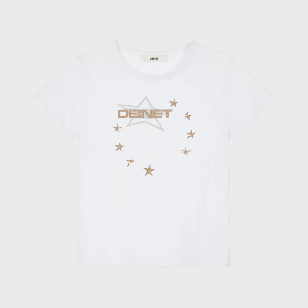 DEINET STAR GRAPHICS T-SHIRTS IN WHITE
