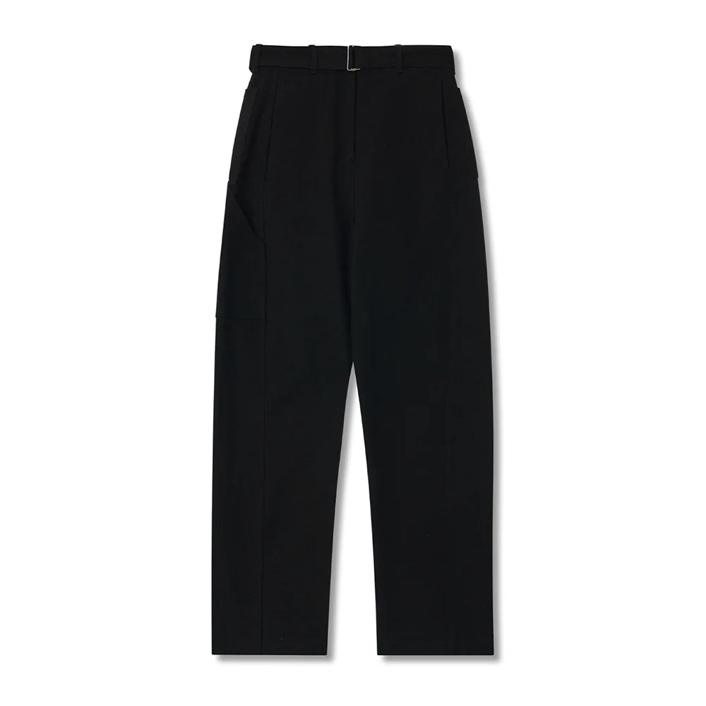 Casual Belted Denim Pants (Black)