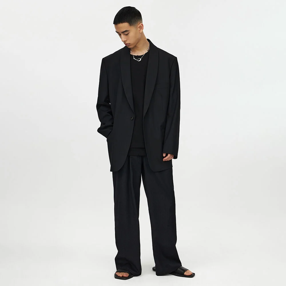 23SS Oversized Tuxedo Jacket Black