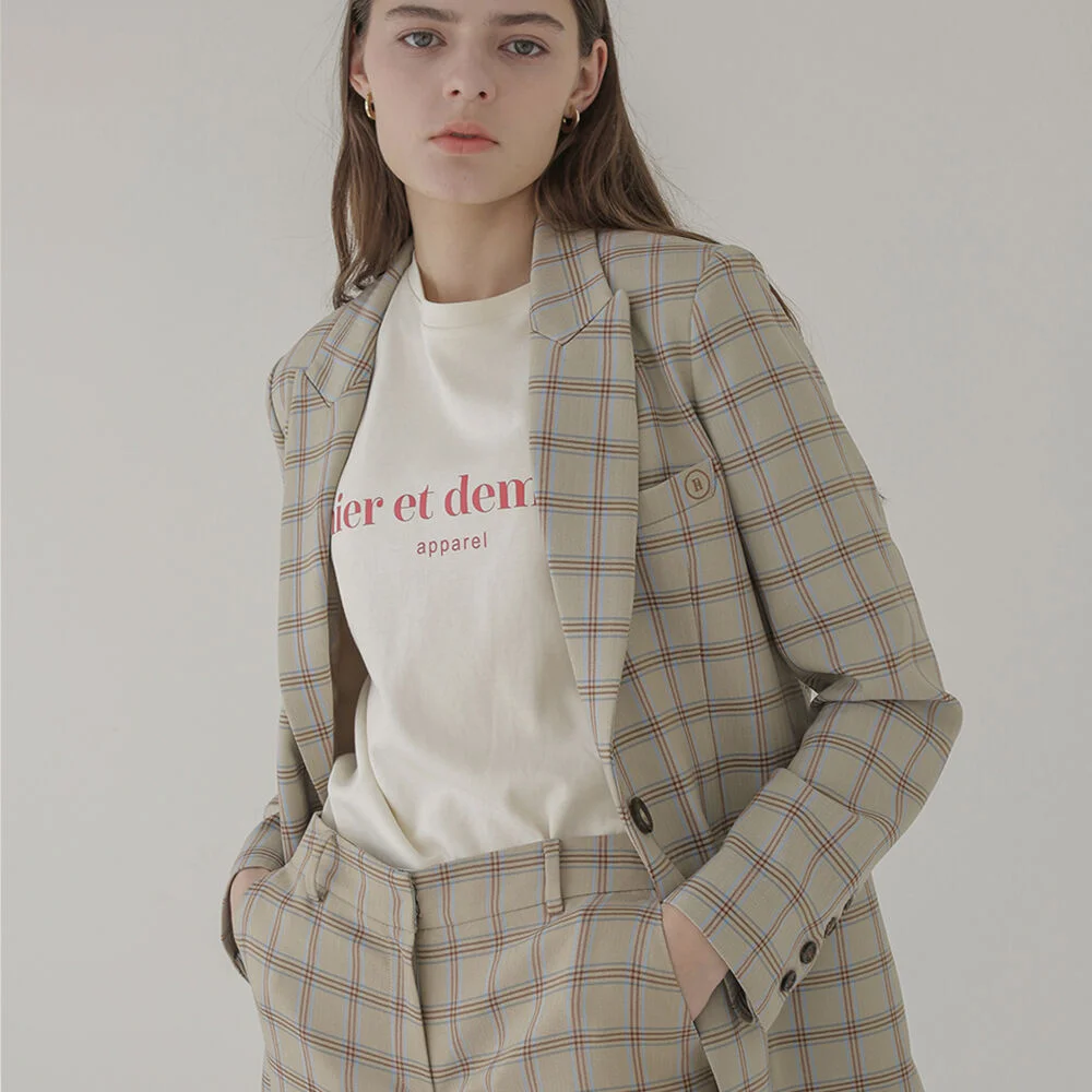 001 Beige Check Jacket