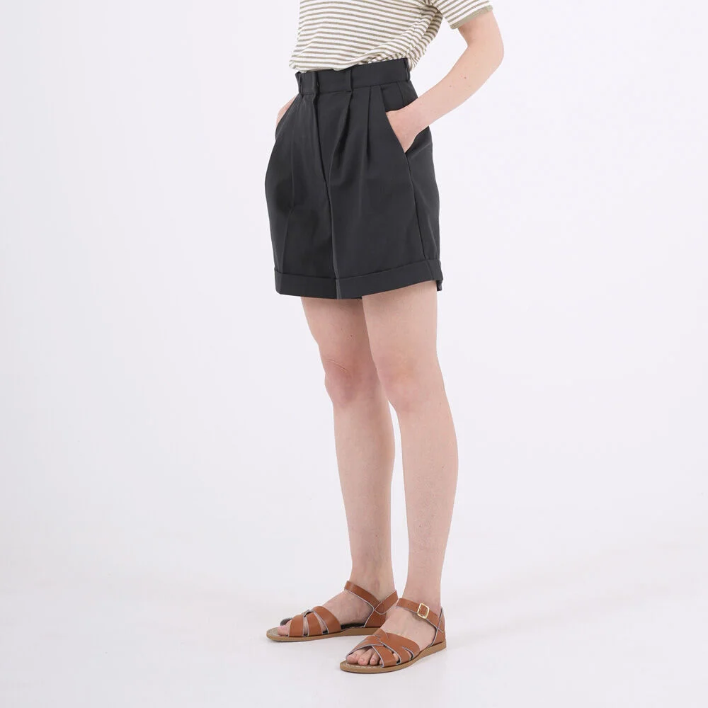 Julie 細褶 Cabra 純棉 半 褲子 海軍藍