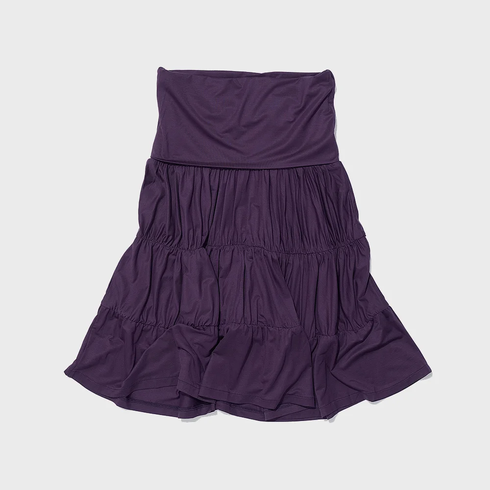 PWC JERSEY SHIRRING TIERED MIDI SKIRT_MIDNIGHT PLUM