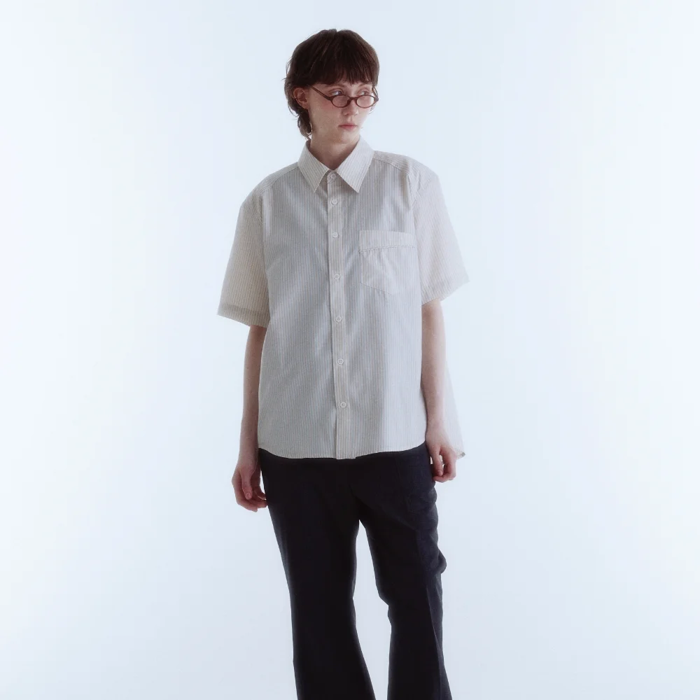 Viela Stripe Cotton Shirt_Butter Cream_W