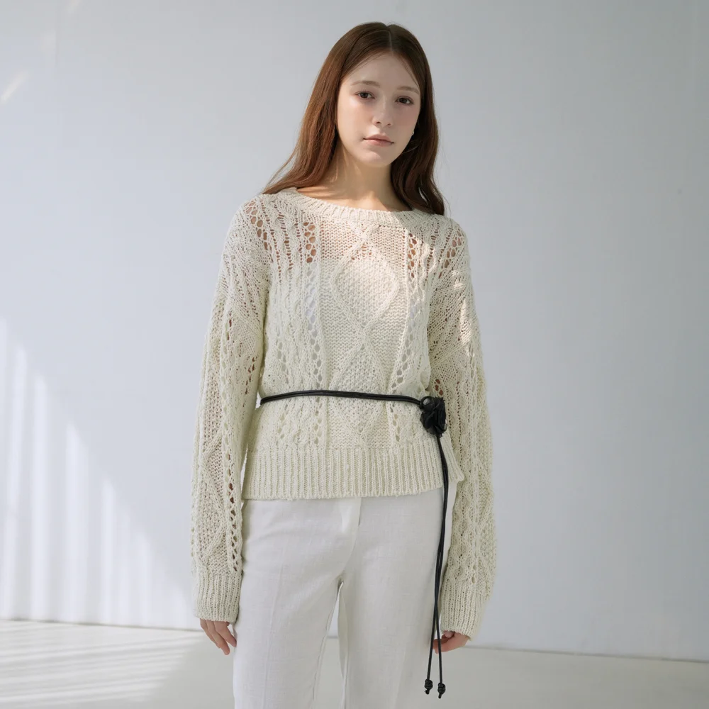 Summer Fisherman Cable Loose Fit Knit (cream)