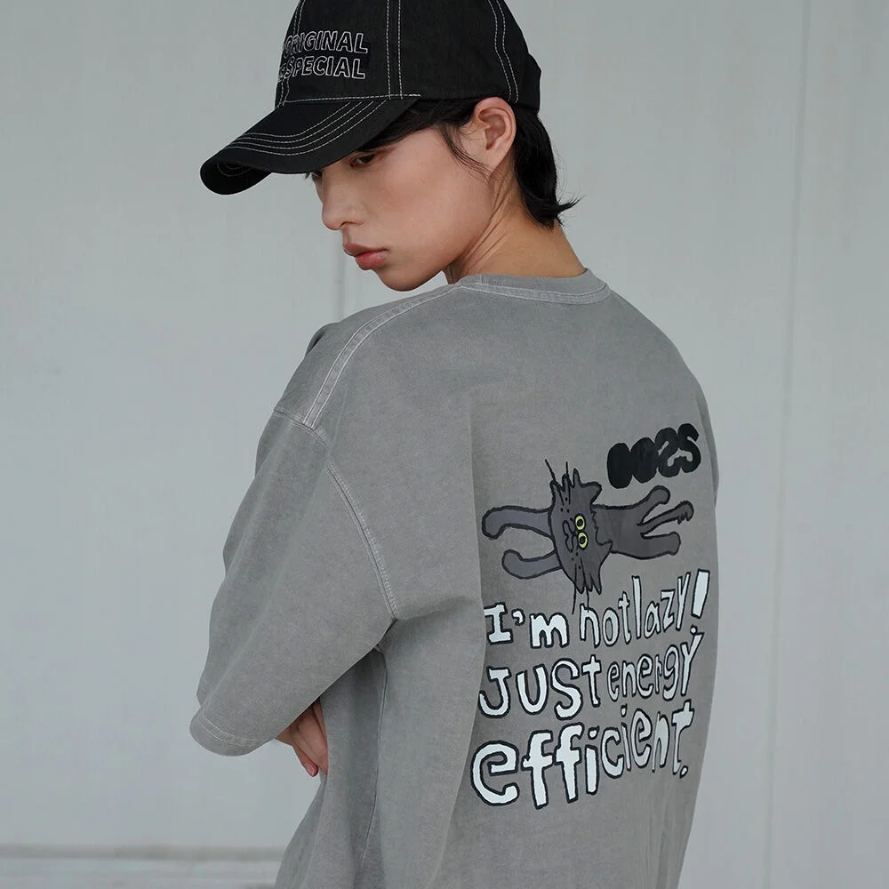 OOSS Lazy Cat Pigment 短袖 T恤 灰色