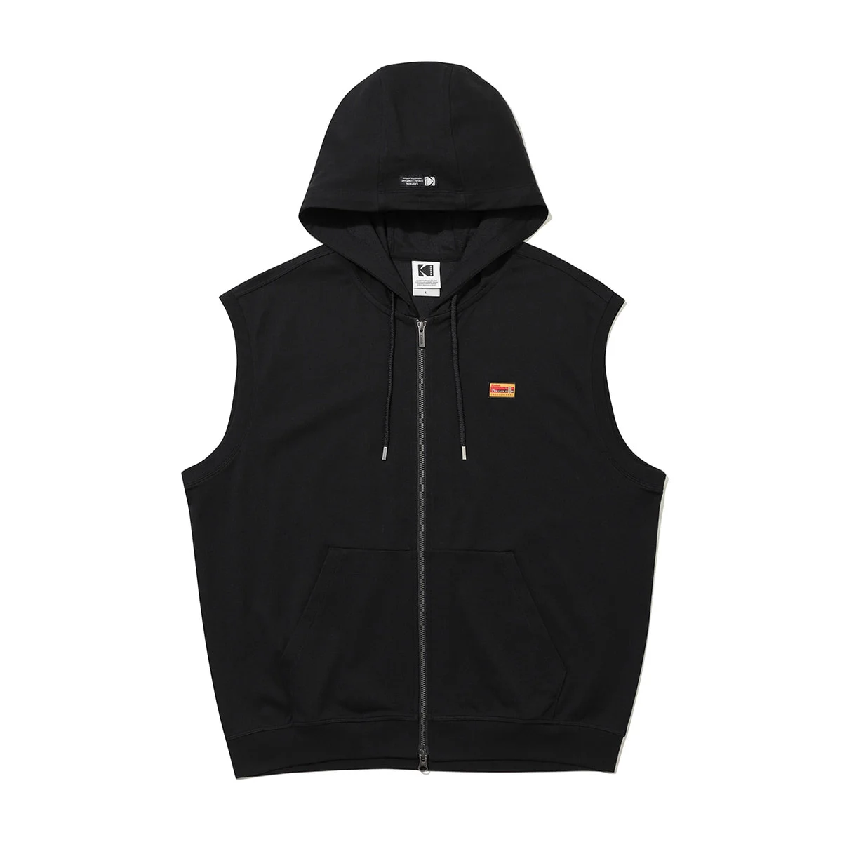 清爽 Askin 無袖 連帽衫 拉鏈 BLACK