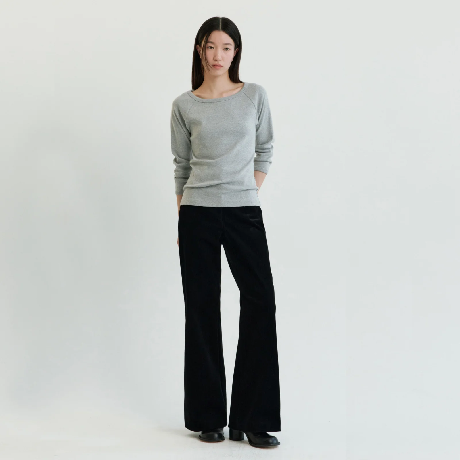 Velvet Denim Pants-Black