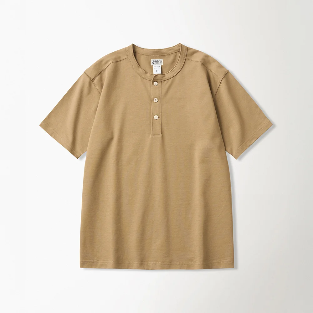 10.6 oz Cotton Short Sleeve Henley Tee Camel