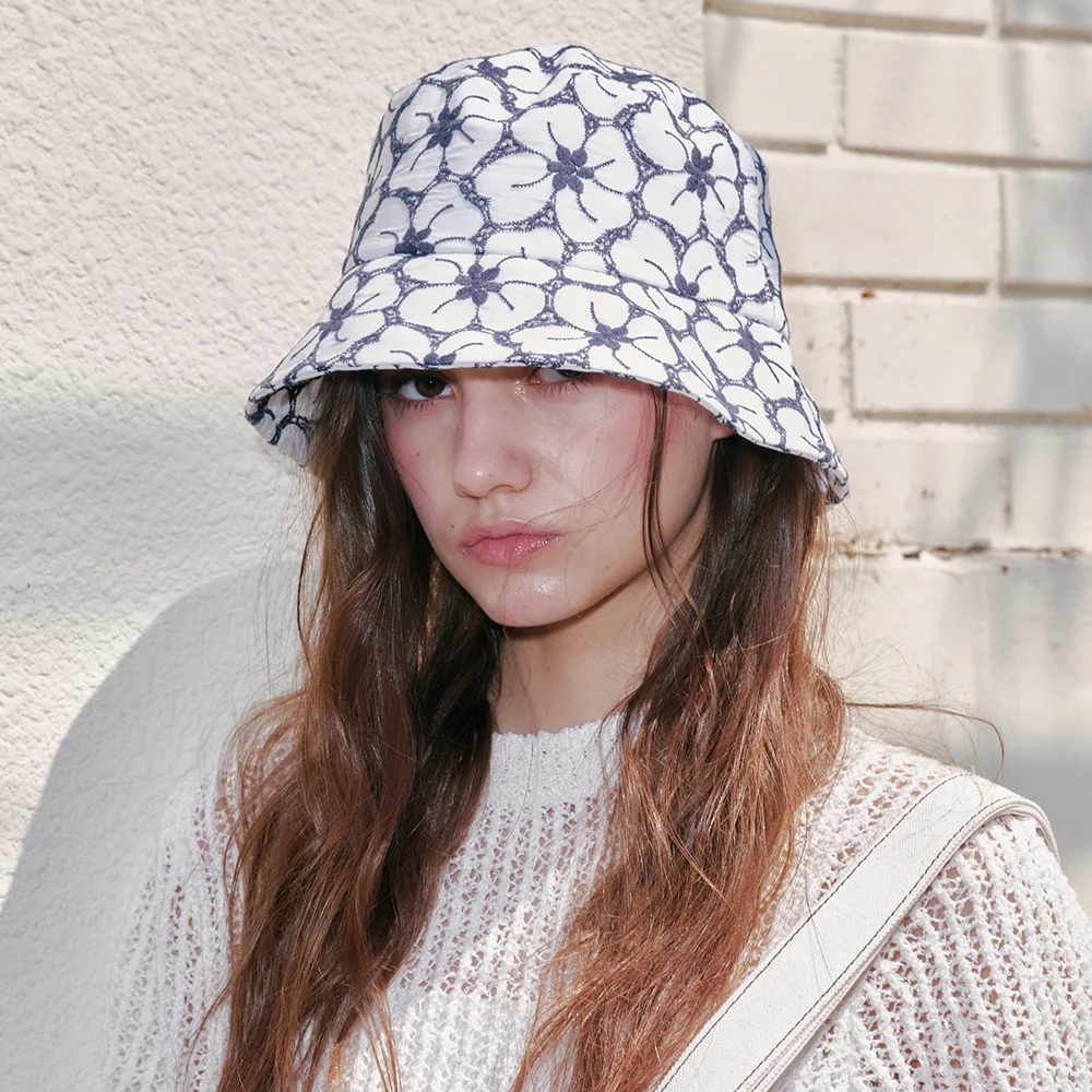 Flower Eyelet Bucket Hat_3 Colors