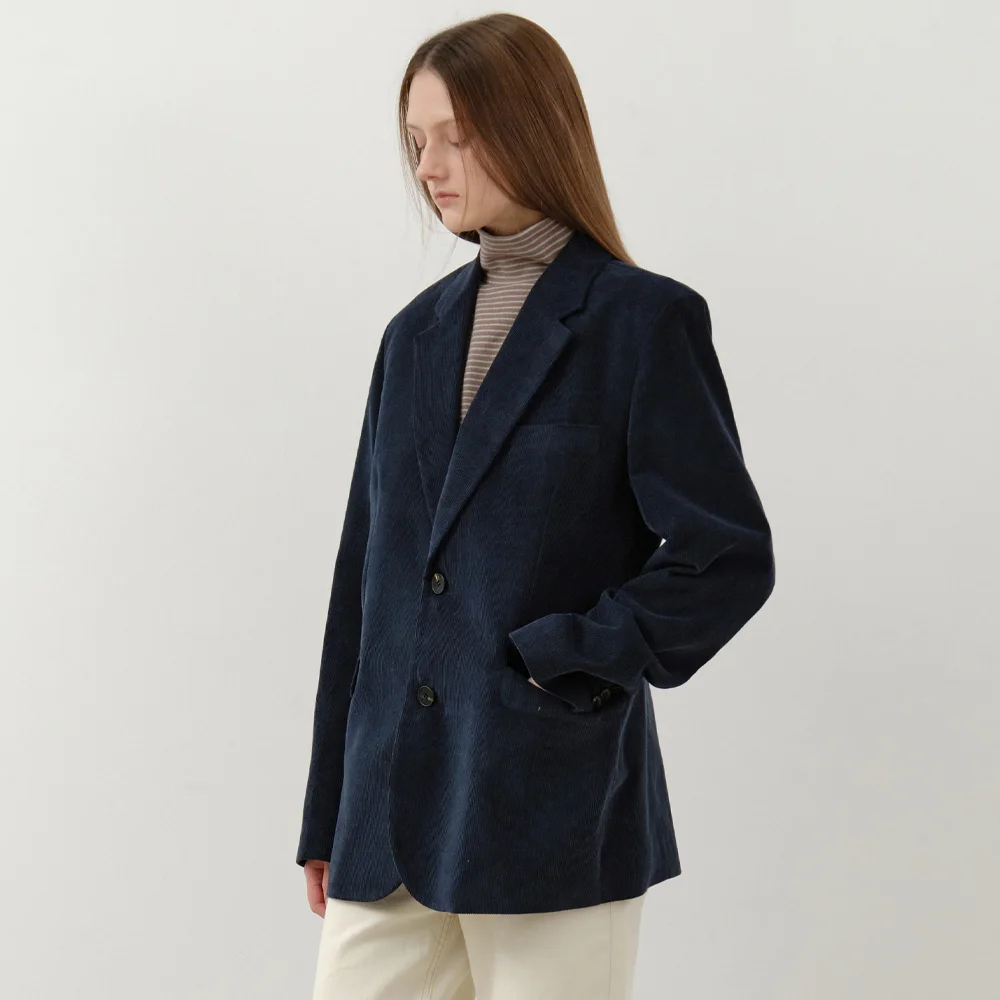 Corduroy Tailored Blazer Jacket_NAVY(W25-OT12)
