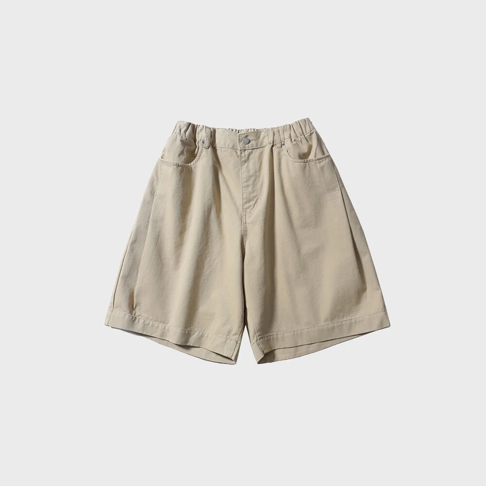 VENICE SIDE TUCK COTTON SHORTS (BEIGE)