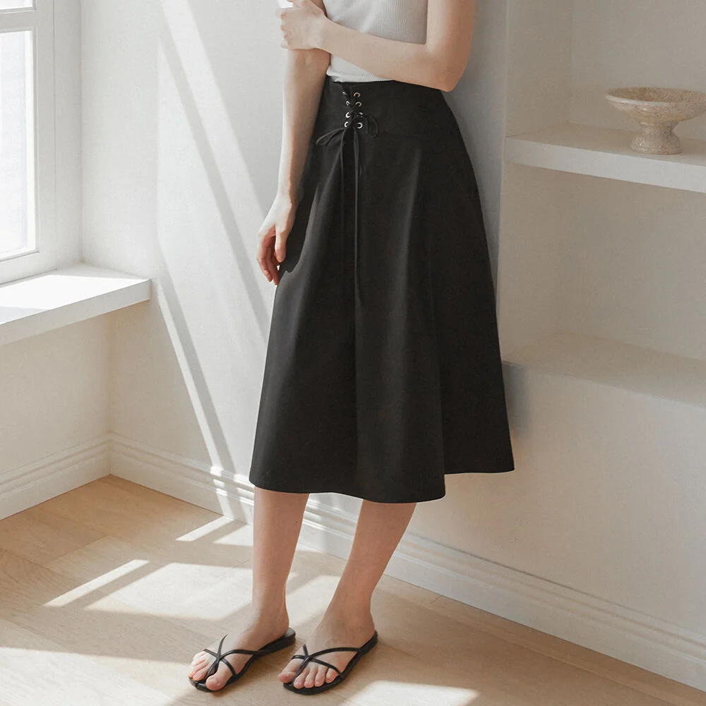Lace Up Skirt - Black
