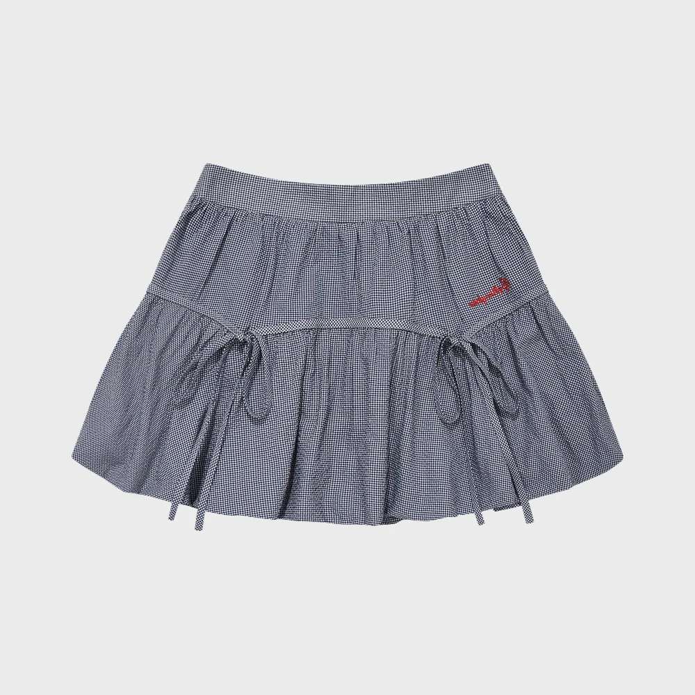 女裝 氣球 蝴蝶結 迷你 半身裙 格紋