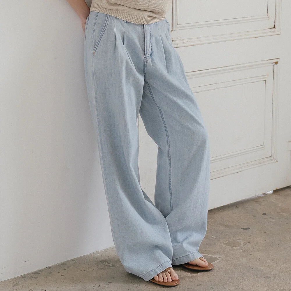 Textured washing classic denim pants TISU01DP02_Light Blue