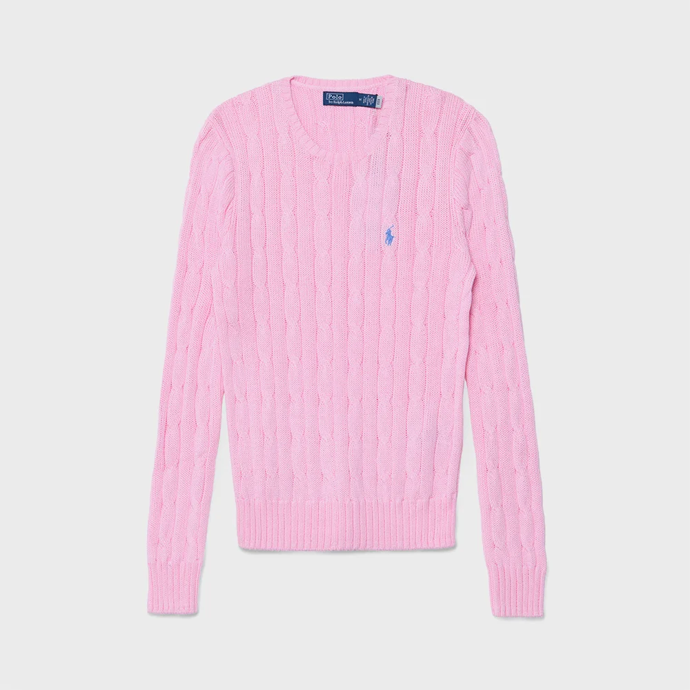 絞花 針織衫 純棉 圓領 毛衣 (PINK)