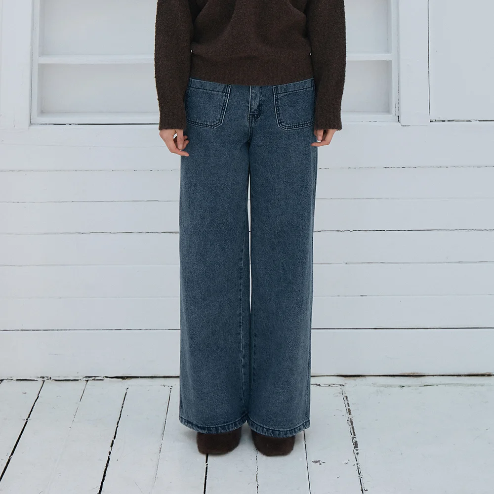 JANE POCKET DENIM PANTS (DEEP BLUE)