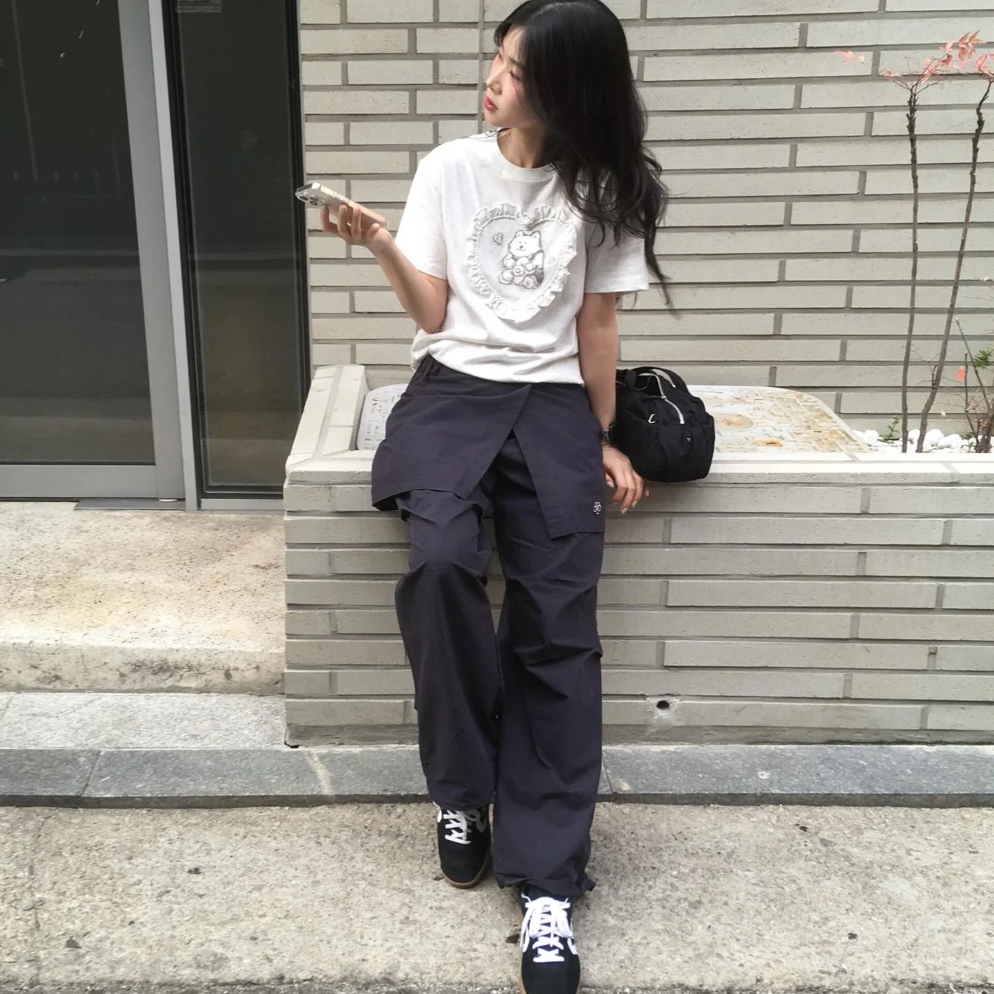 女裝 半身裙 層次 褲子 炭灰色