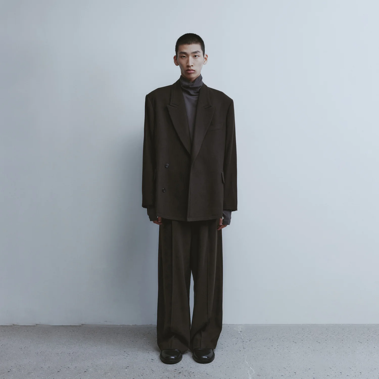 Oversized Double Breasted Jacket - Dark Brown