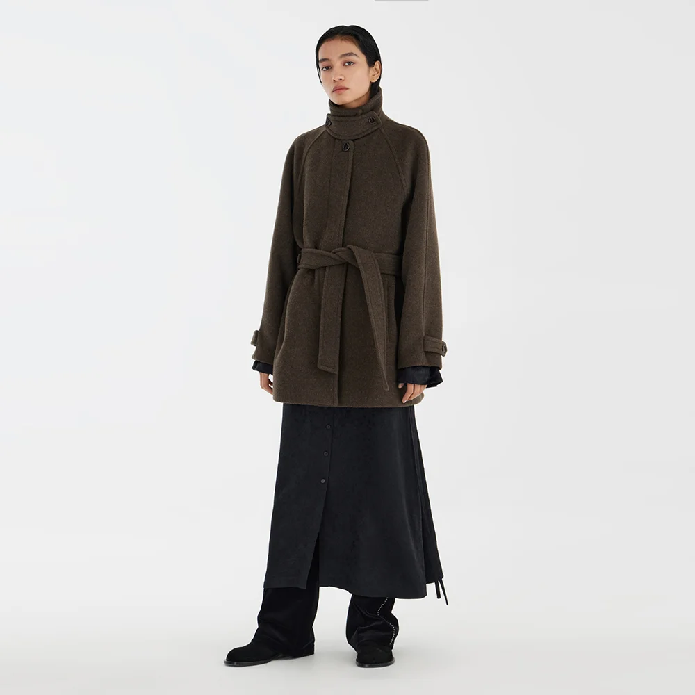 Belted Half Coat - Brown