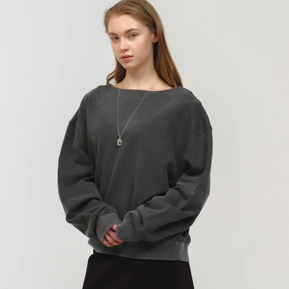 UNISEX, Pigment Washed Sweatshirt / Charcoal