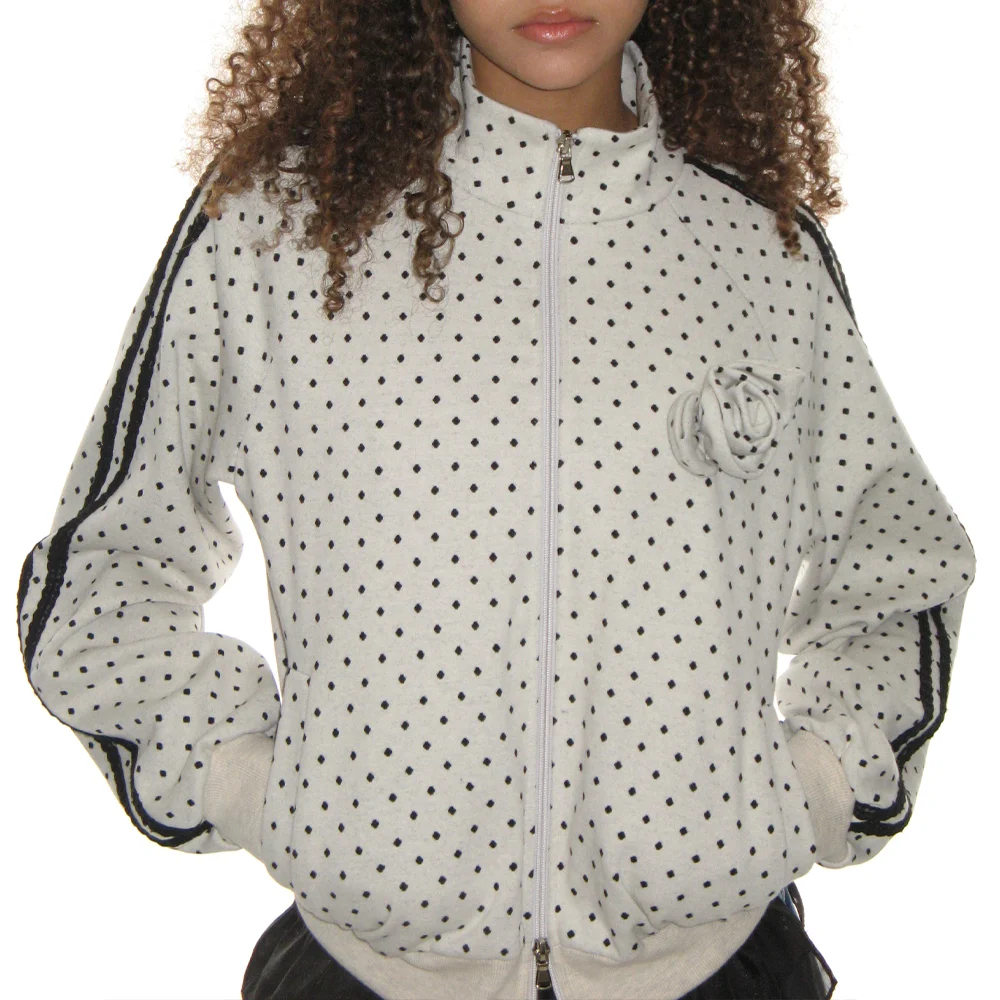 ROSE DOT TRACK JACKET_OATMEAL