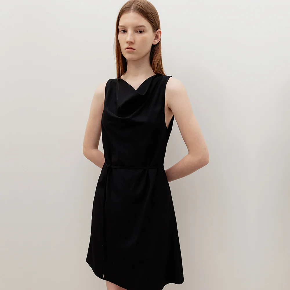 Leone Drape Mini Dress Black