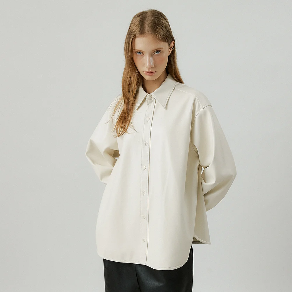 Essential TO leather skinny fit shirt