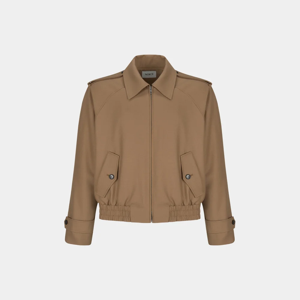 NECK BUCKLE WOOL BLEND BLOUSON - CAMEL