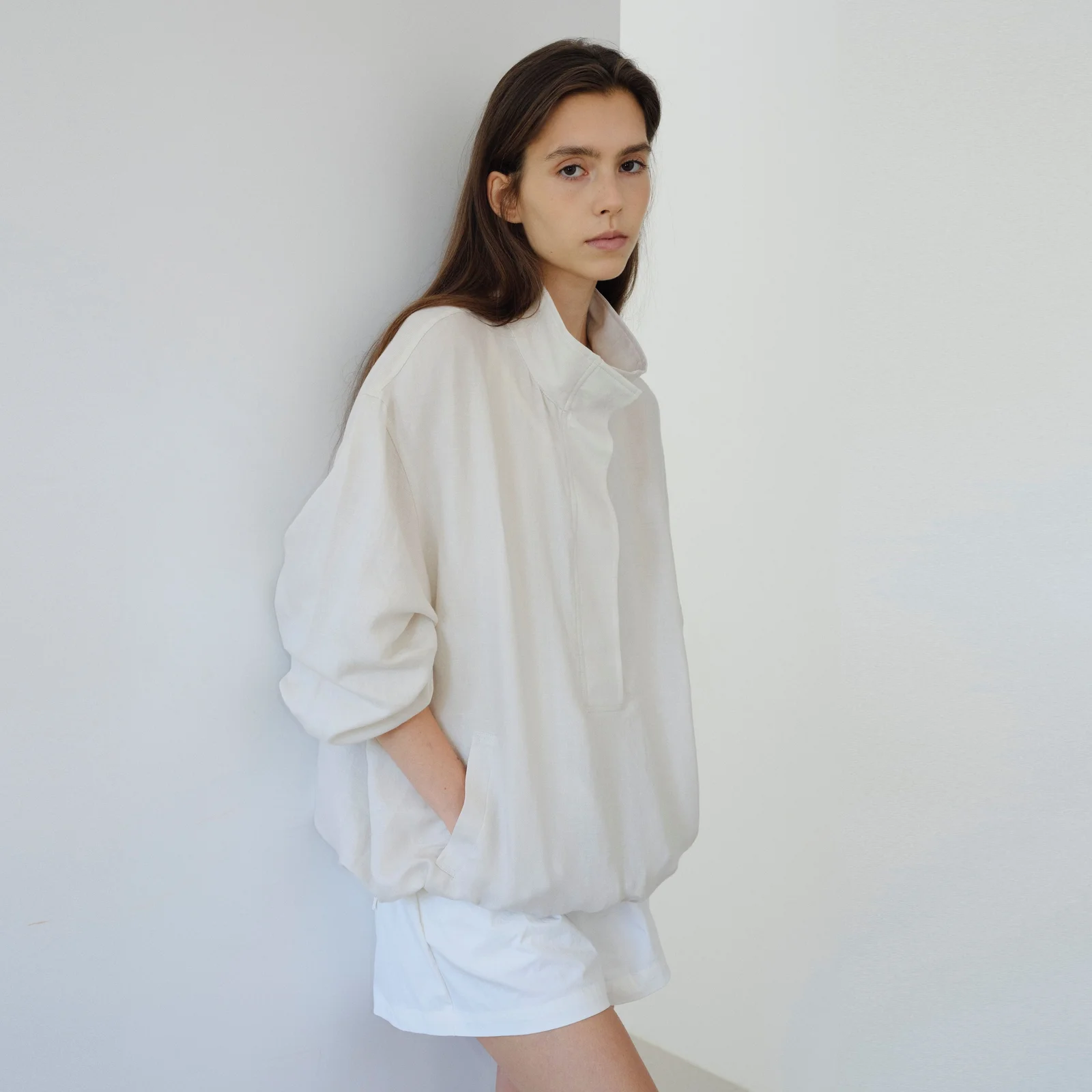 Relaxed Linen Pullover(Cream)