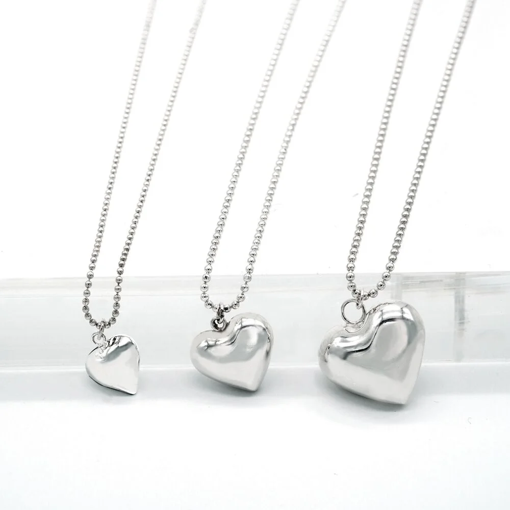 Volume heart point silver Necklace 銀色 心形 圓潤 頸鏈