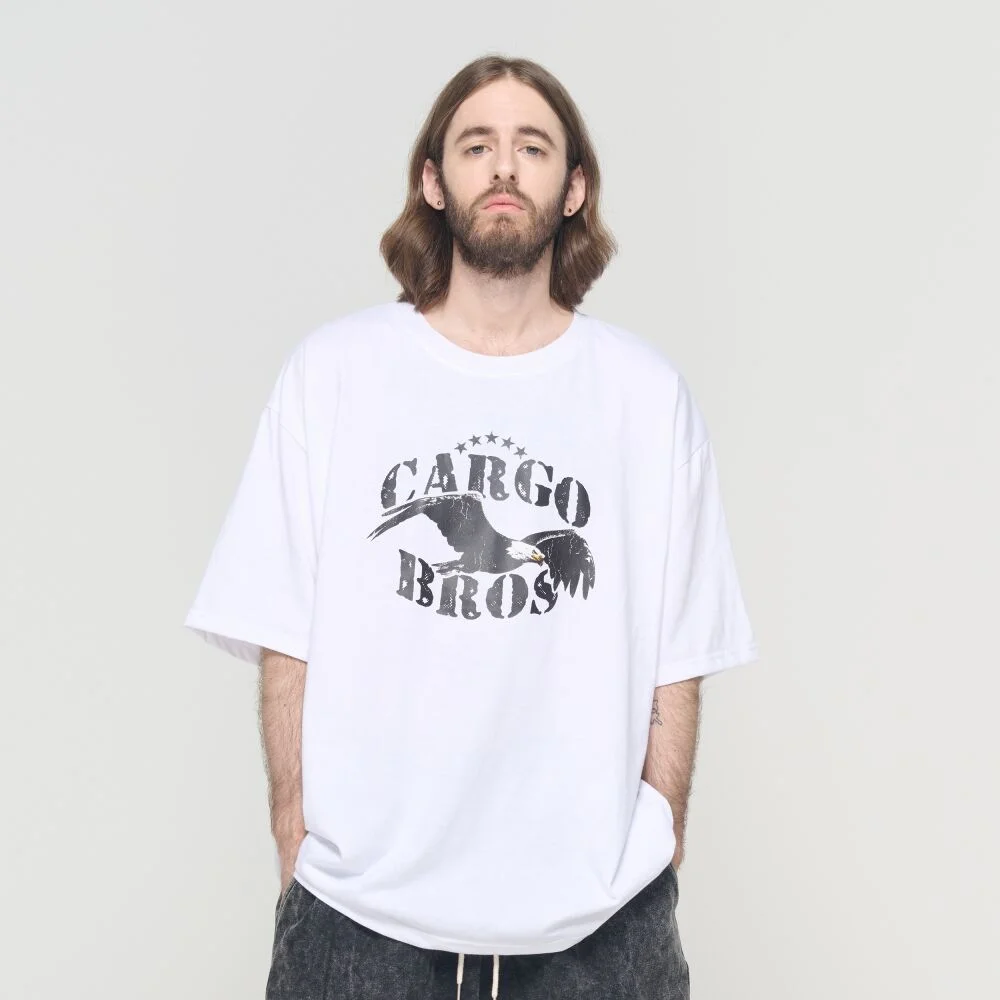 (BIGSIZE) AMERICAN VINTAGE EAGLE SHORT SLEEVE T-SHIRT (WHITE)