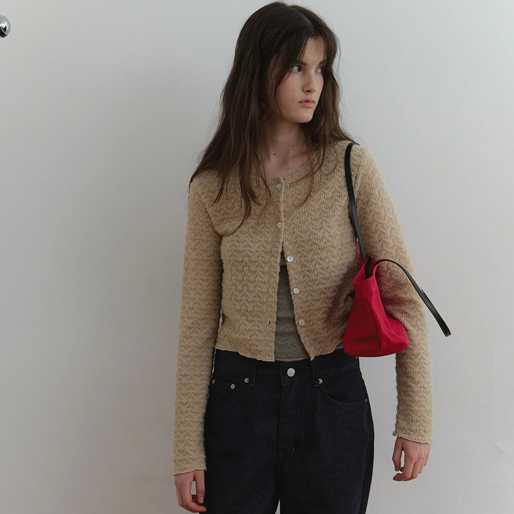 Fluffy hairy cardigan_beige