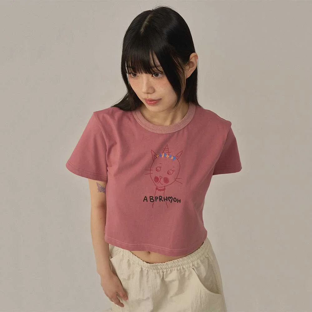BP Princess Cat Crop T-Shirt_DEEP PINK
