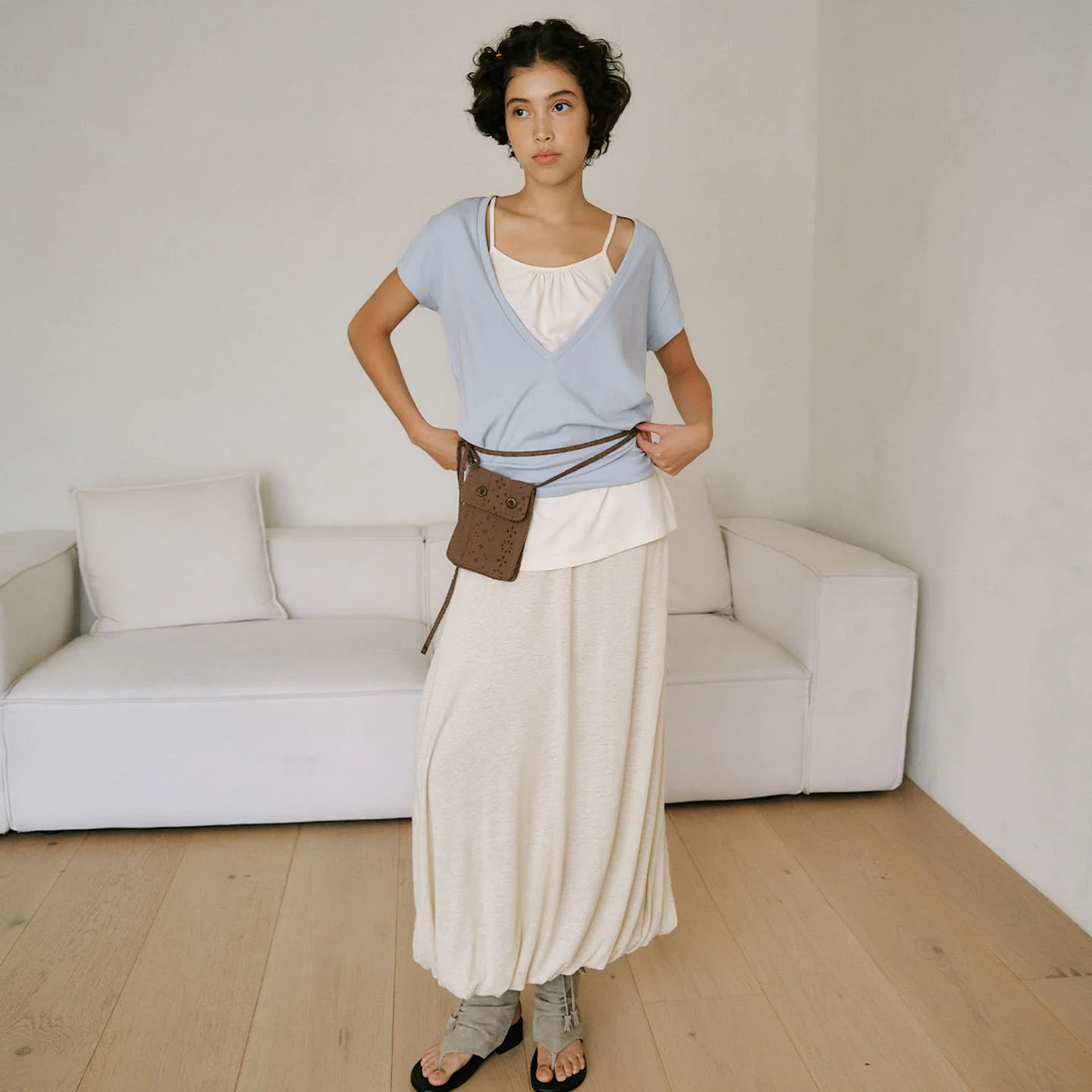 LINEN BALLOON SKIRT
