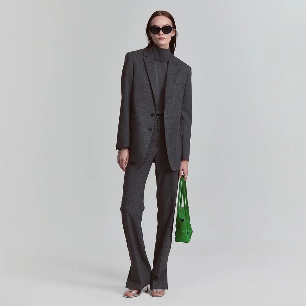 GENDERLESS WOOL SINGLE BREASTED JACKET_GRAY STRIPE
