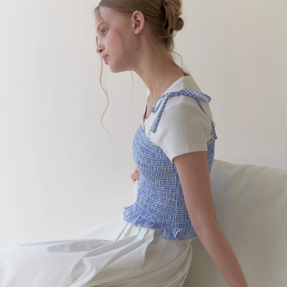 Panna check top (sky blue)