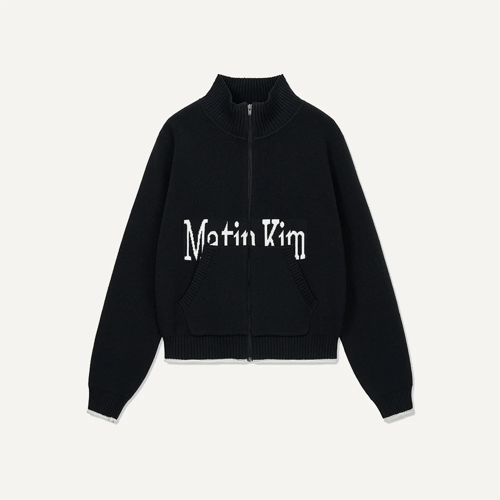 MATIN SPELL POINT KNIT ZIP UP IN BLACK