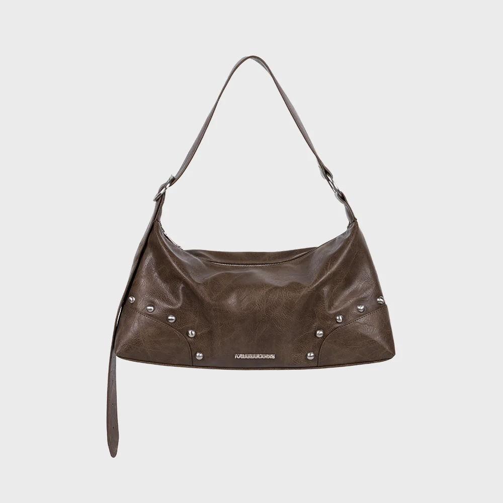 Studded Hobo Bag (Brown)