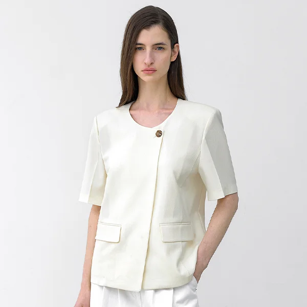 U-NECK ONE BUTTON JACKET(JK-3021)_2Colors