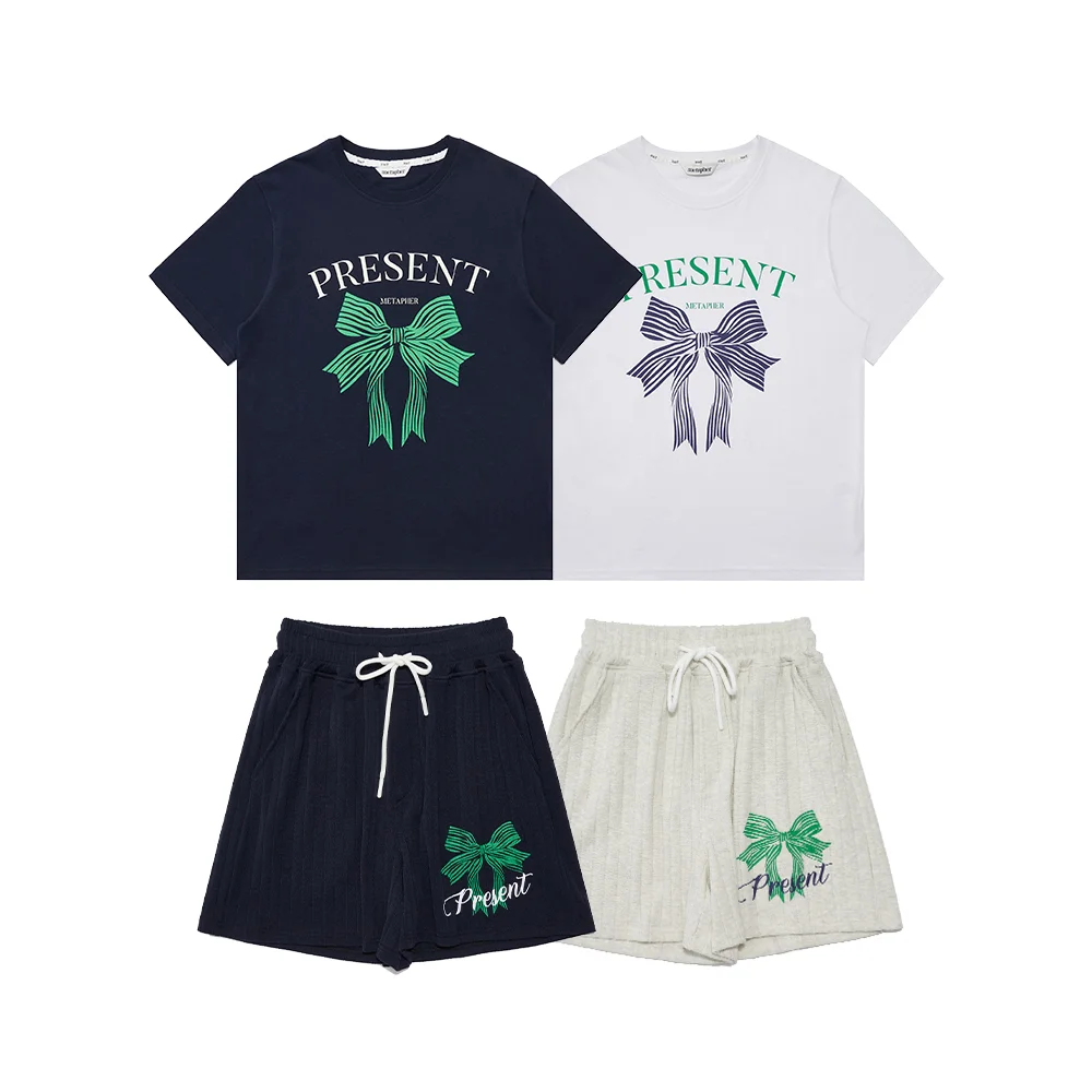 MET Present Ribbon Printing T-Shirt&Pants Set