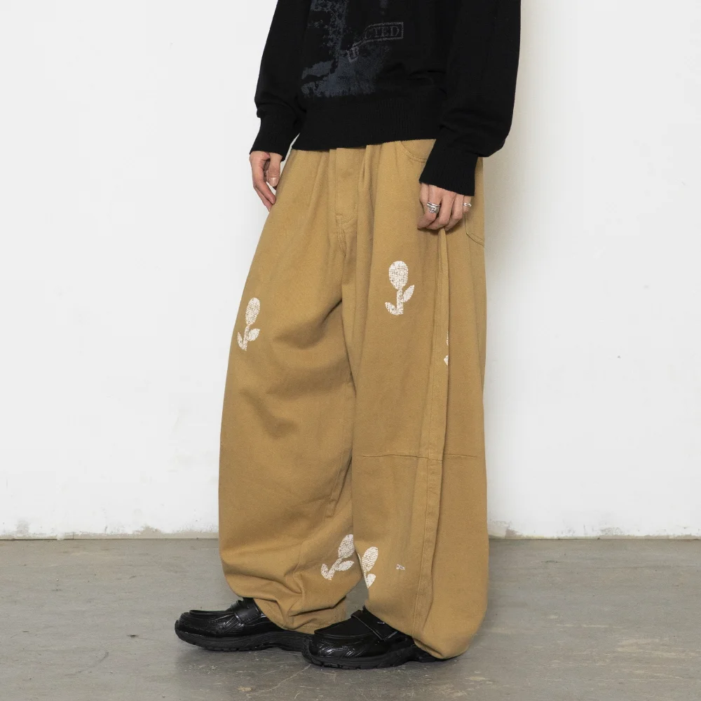 GP171 Hagu 花卉 寬版 氣球 褲子 (BEIGE)