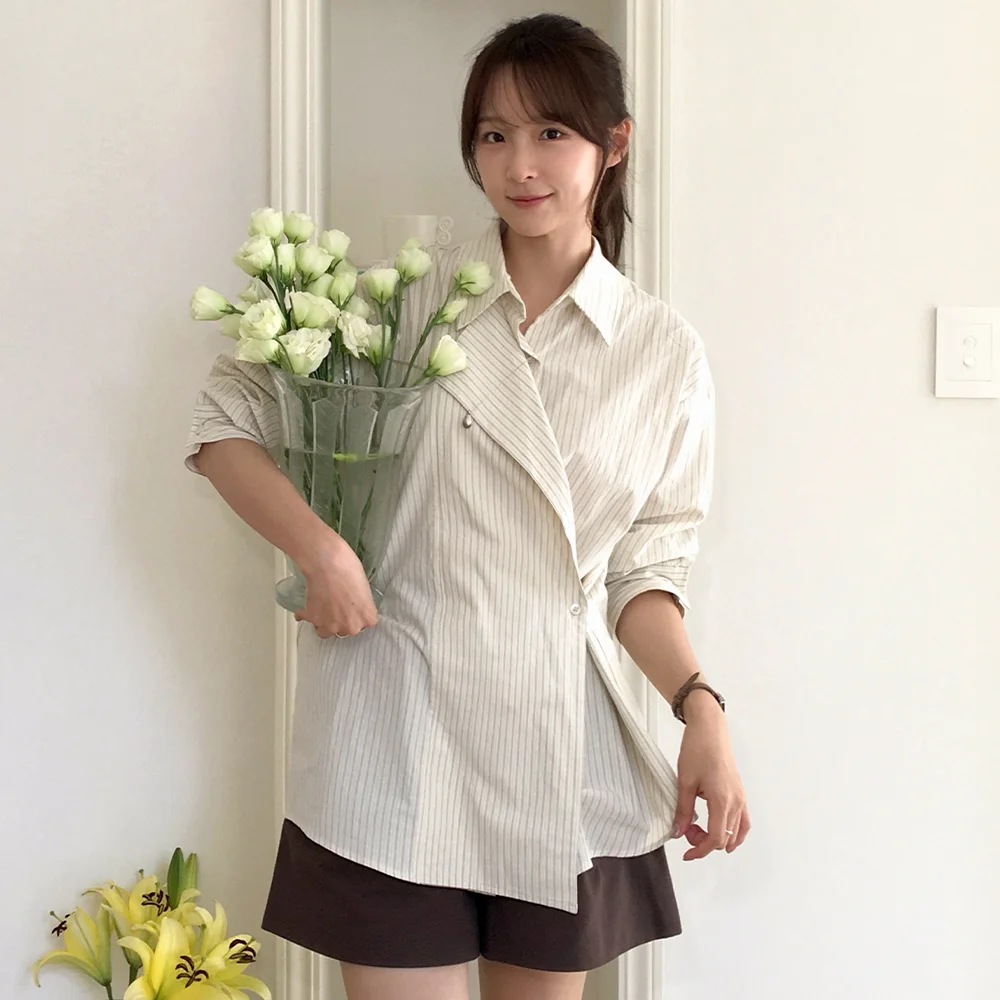 2way stripe wrap shirt _Ivory