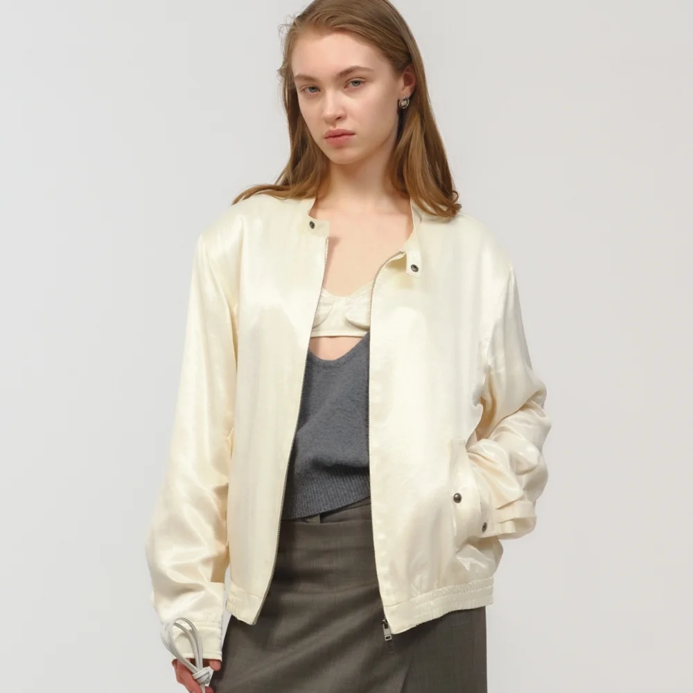 UNISEX, Satin Silky Blouson / Cream