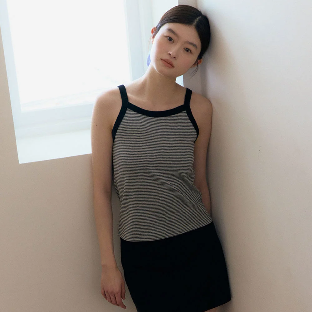 Stripe rib sleeveless (Melange Grey)