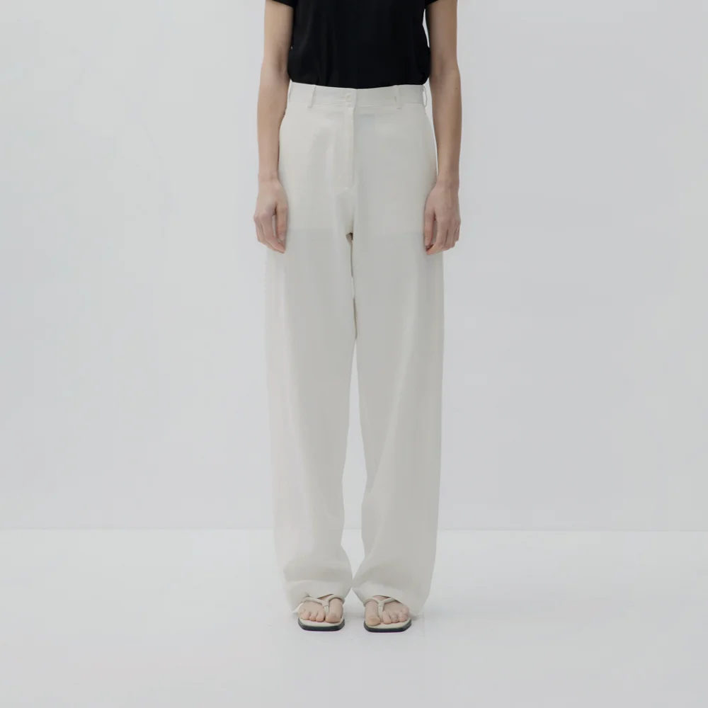Linen cotton round pants (ivory)