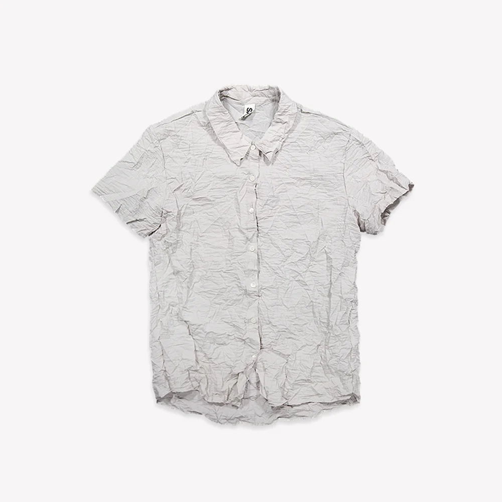 HAND CREASE SHORT SLEEVE SHIRT - GRAY