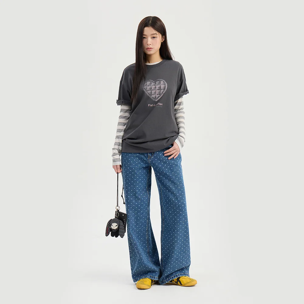 Chouetties by LUCKY CHOUETTE Dot Pattern Denim Pants (blue) LAPDX26310BUX