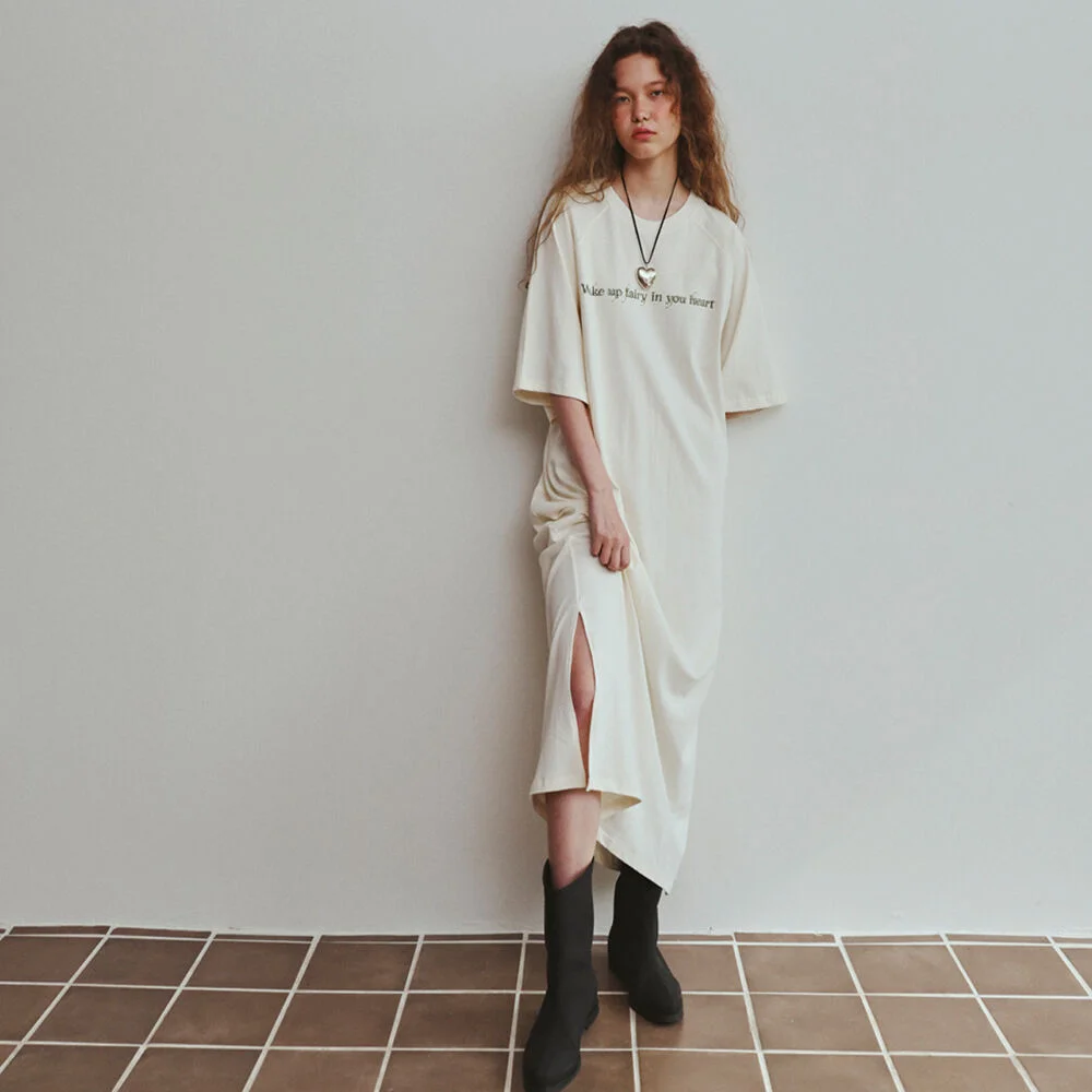 Tie up maxi long dress / Cream