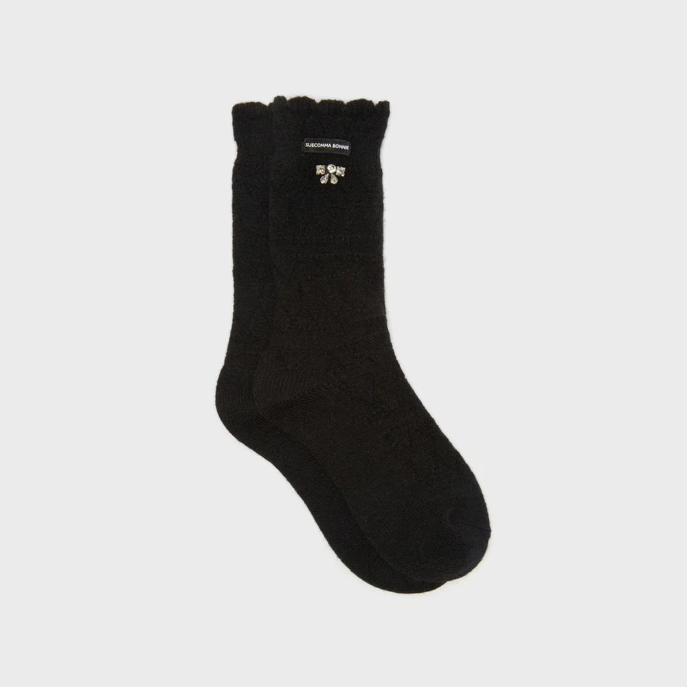 Crystal ribbon socks(black)_DSLAA26505BLK